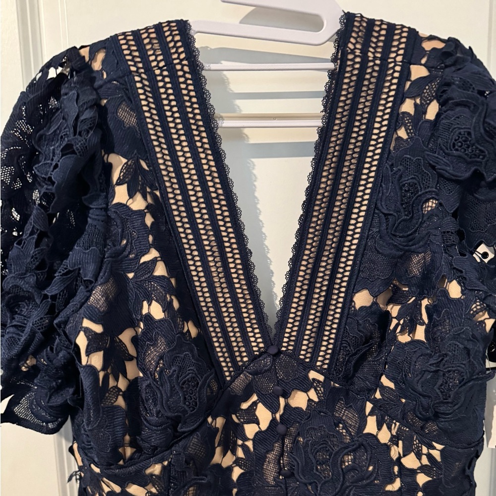 Adelyn Rae Navy Floral Lace Mini Dress - Picture 7 of 16